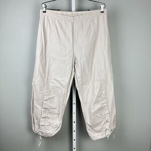 Tulip Clothing Scooter Pants Womens L Baggy Lagenlook Cream Ivory Pull On